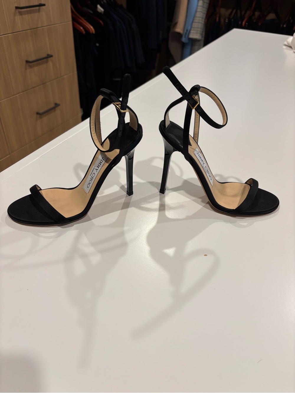 Jimmy Choo Black Suede Ankle-Strap Stilettos
